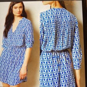 Maeve Blue and White Geometric Print Dress, Size Small